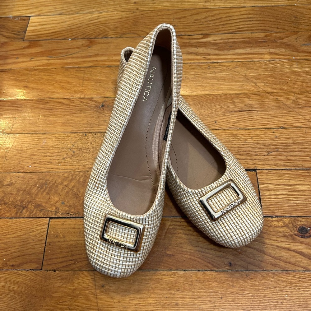 Nautica Women's Beige Woven Ballet Flats